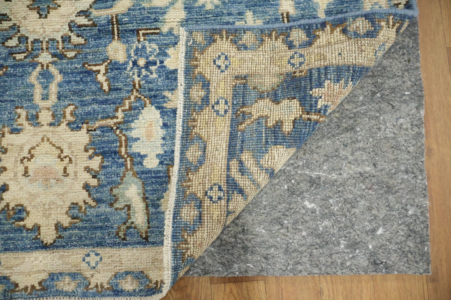 Classic Blue Area Rug with Intricate Floral Design Details