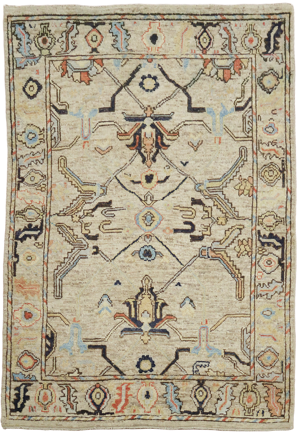Traditional Oushak Wool Rug 4x6