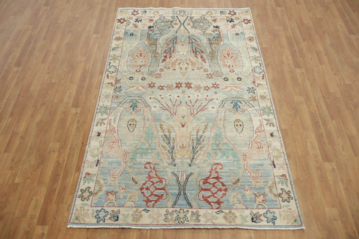 Blue Wool Traditional Oushak Area Rug 5x8