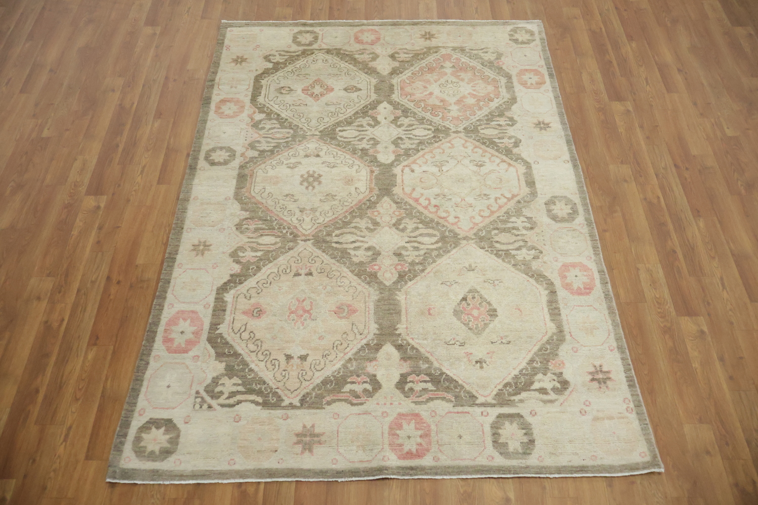 Geometric Wool Traditional Oushak Rug 5x7