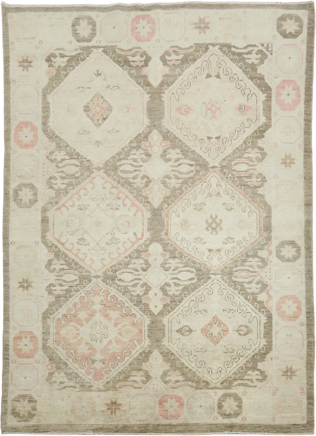 Geometric Wool Traditional Oushak Rug 5x7