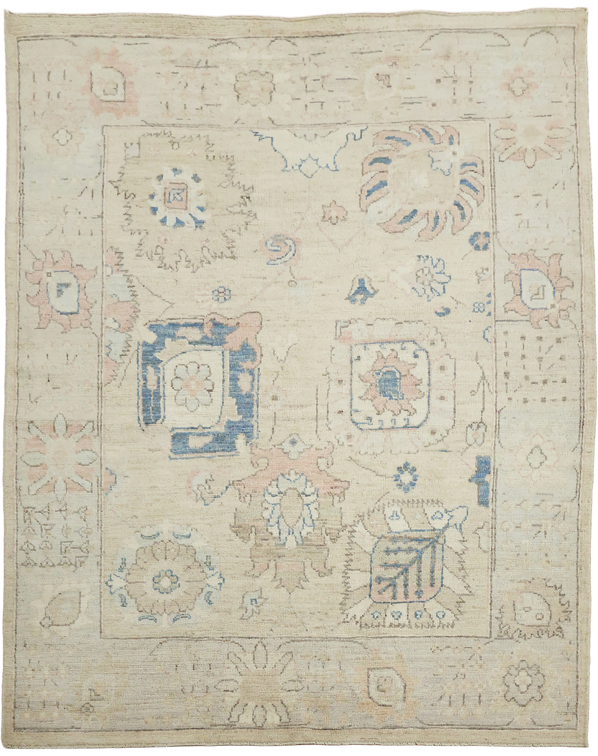 Geometric Wool Traditional Oushak Rug 5x6