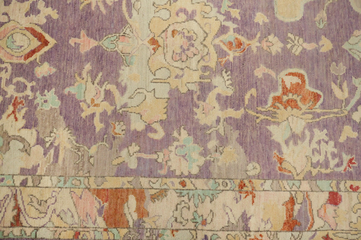 Vegetable Dye Purple Traditional Oushak Wool Rug 5x7