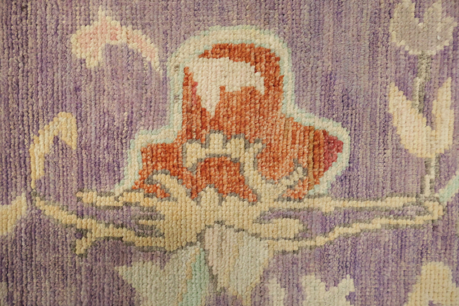 Vegetable Dye Purple Traditional Oushak Wool Rug 5x7