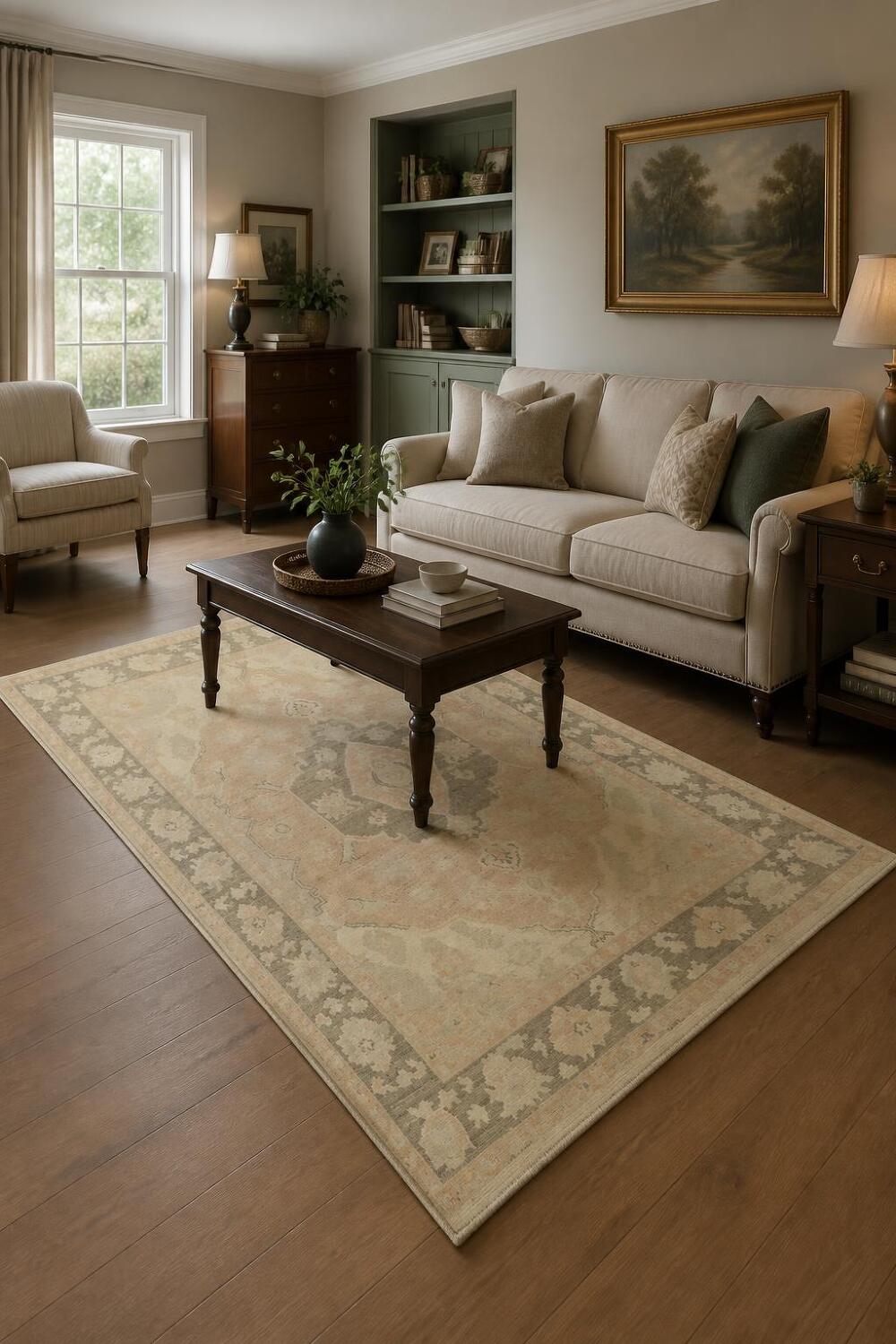 Geometric Wool Traditional Oushak Rug 5x7