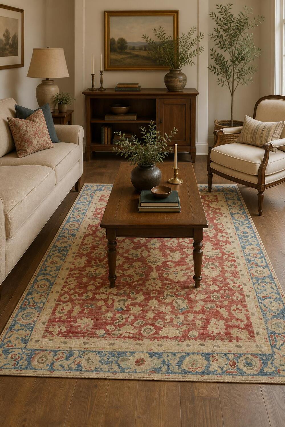 All Over Design Vegetable Dye Traditional Oushak Rug 5x7