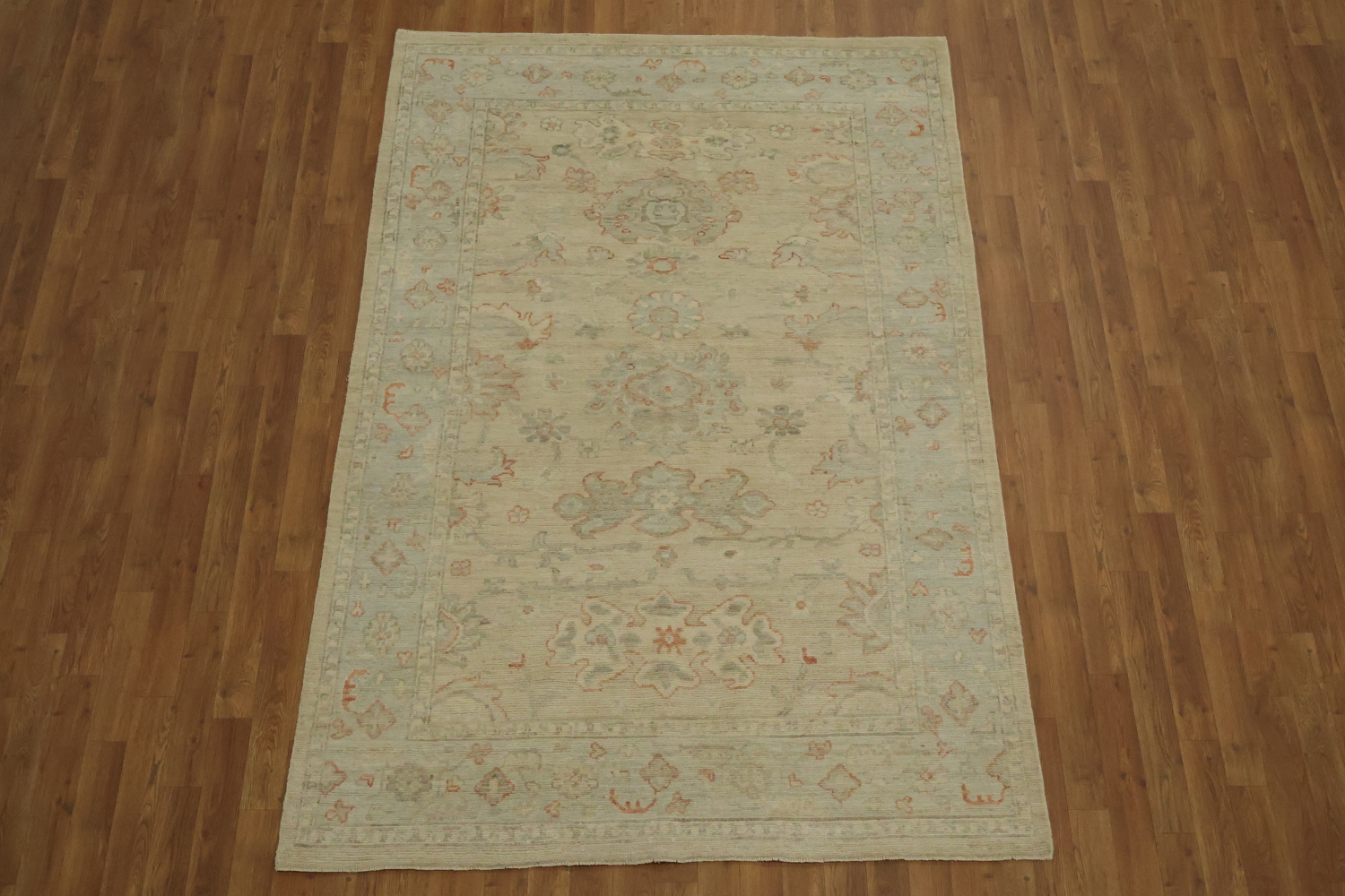 Muted Traditional Oushak Wool Area Rug 5x8