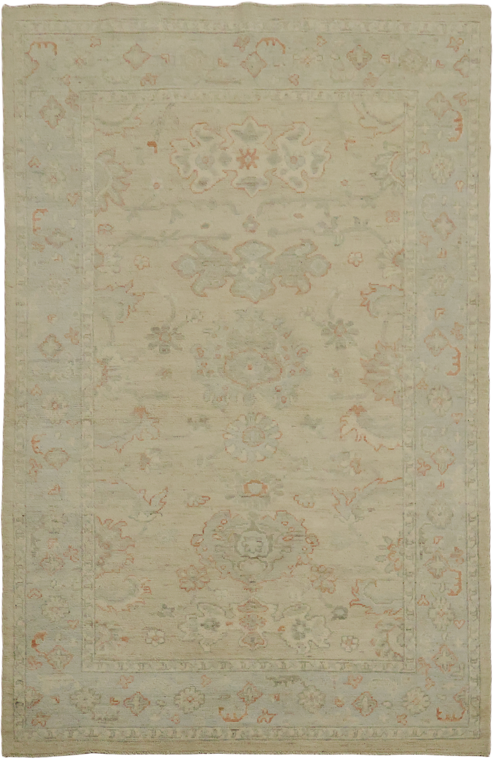 Muted Traditional Oushak Wool Area Rug 5x8