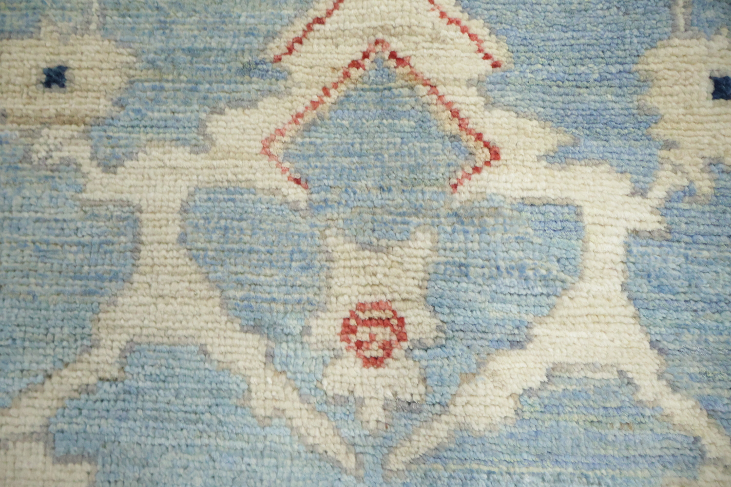 Unique Muted Geometric Blue Turkish Traditional Oushak Oriental Wool Rug 5x7