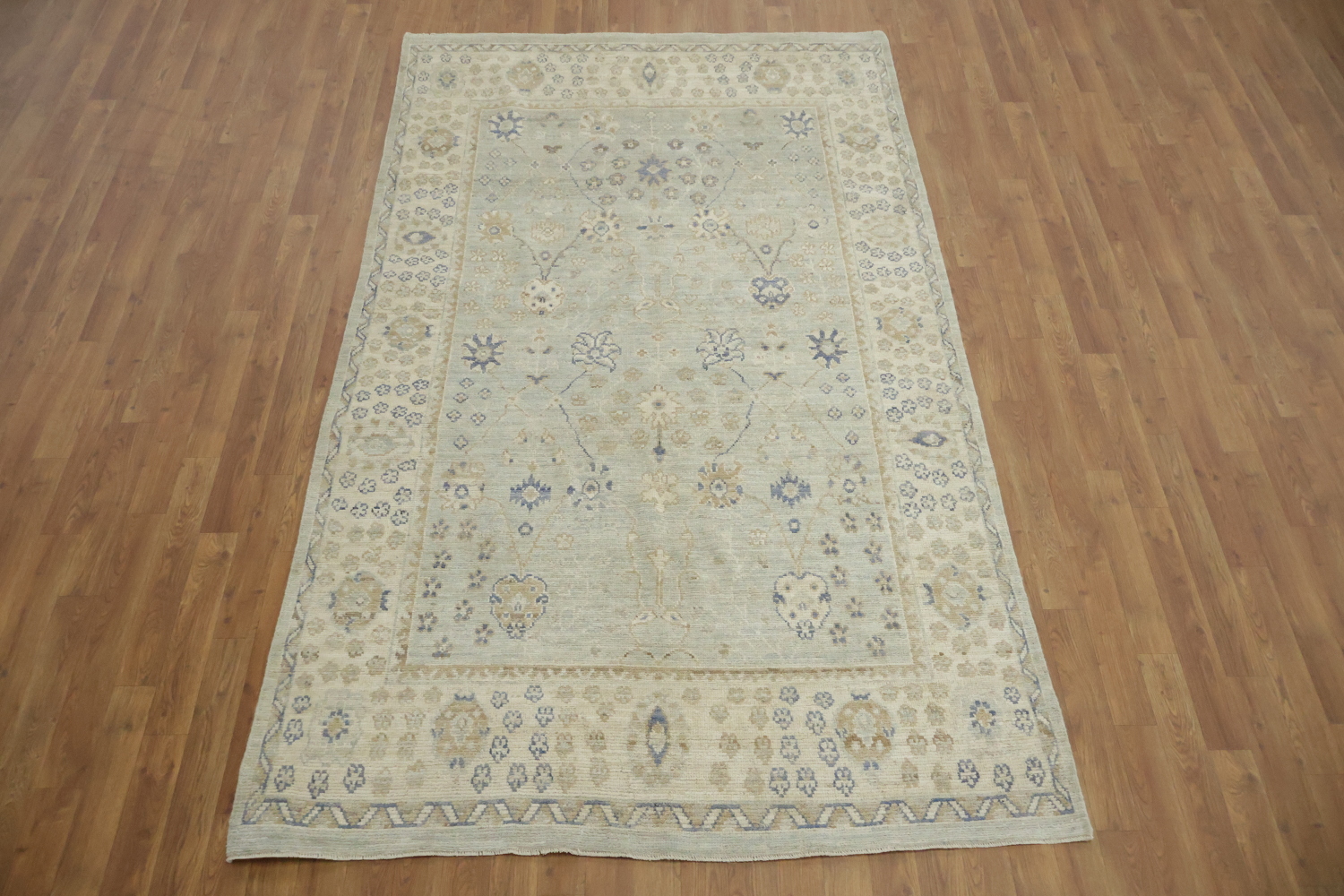Muted All Over Grey Traditional Oushak Oriental Wool Area Rug 5x8