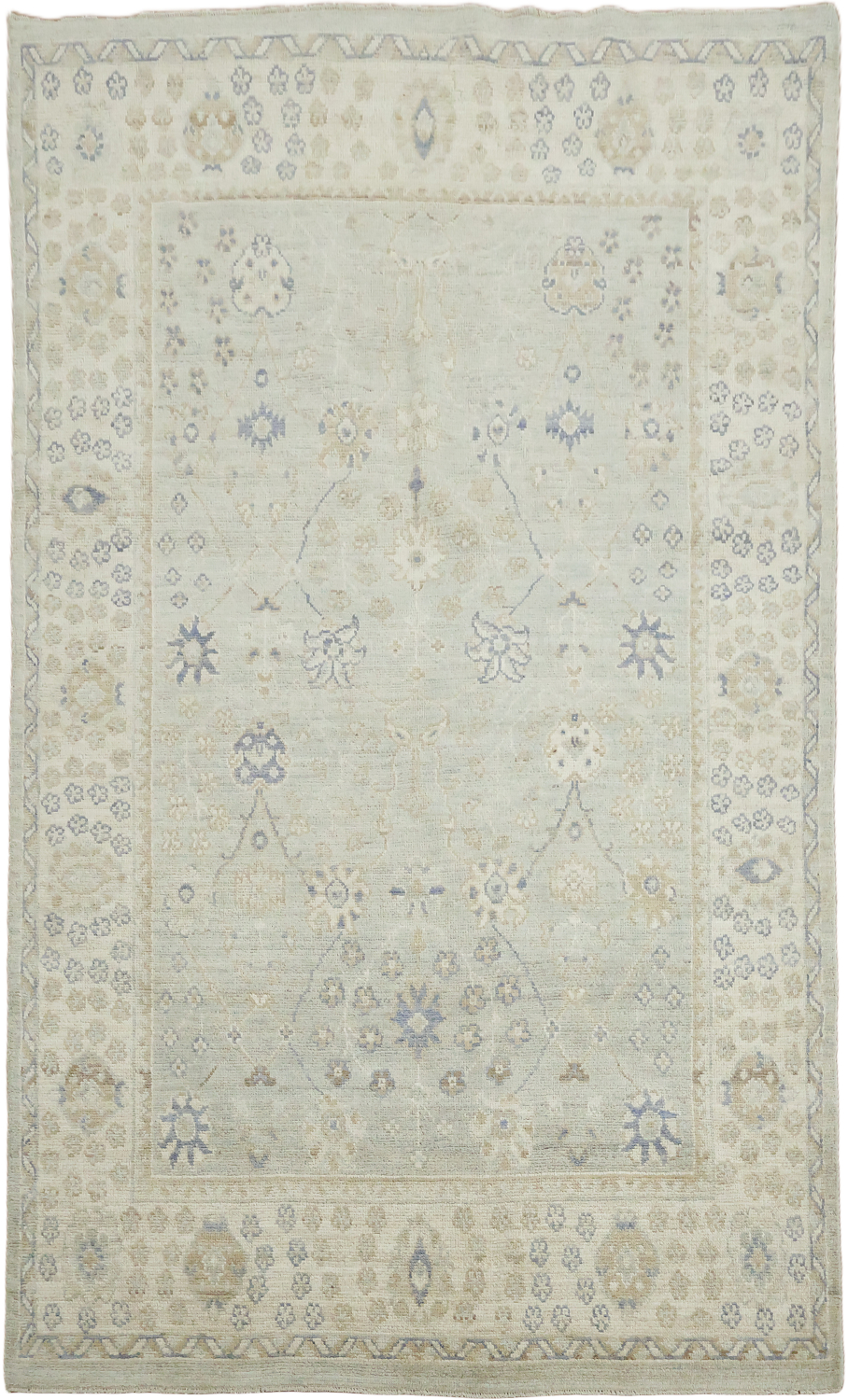 Muted All Over Grey Traditional Oushak Oriental Wool Area Rug 5x8