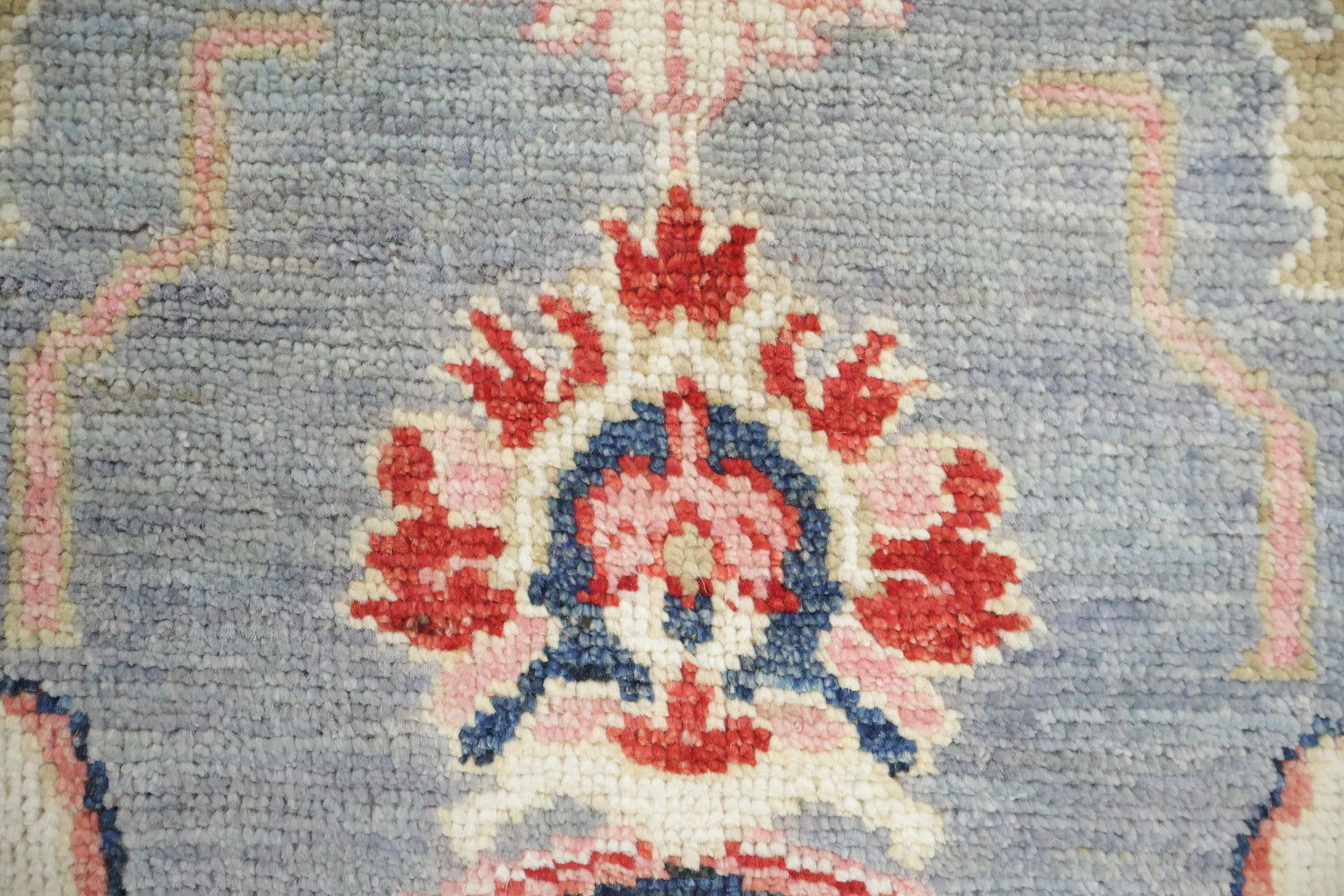Geometric Grey Oriental Traditional Oushak Turkish Wool Area Rug 5x8