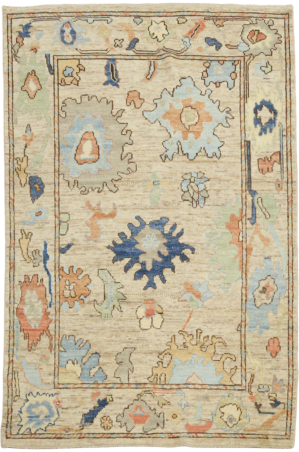 Traditional Oushak Wool Rug 4x6
