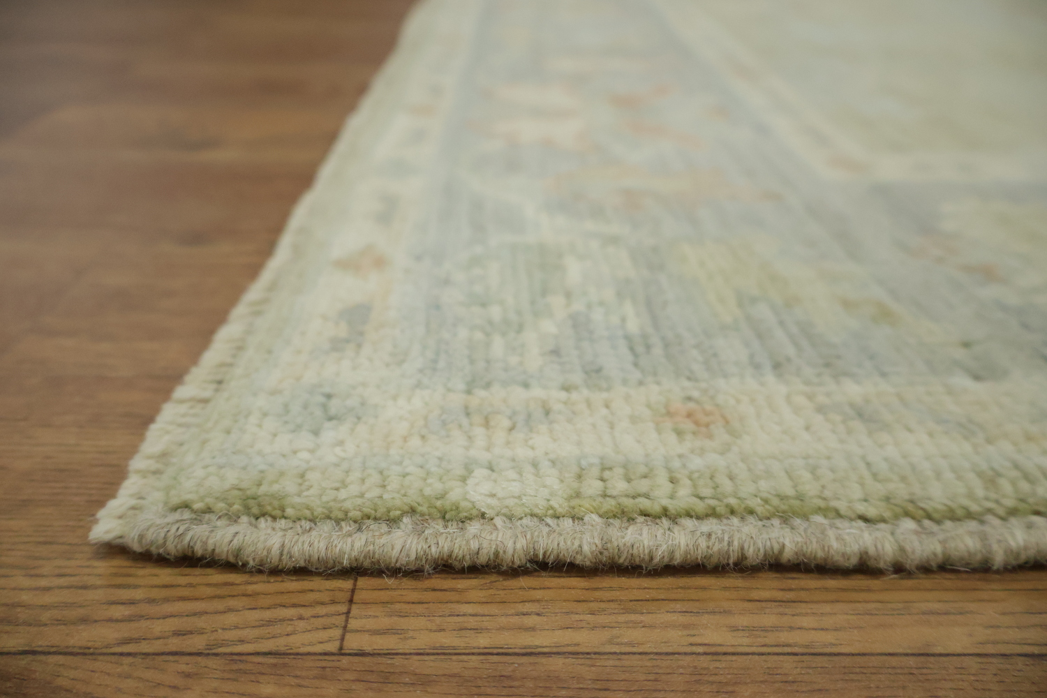 Green Muted Vegetable Dye Wool Traditional Oushak Rug 4x6