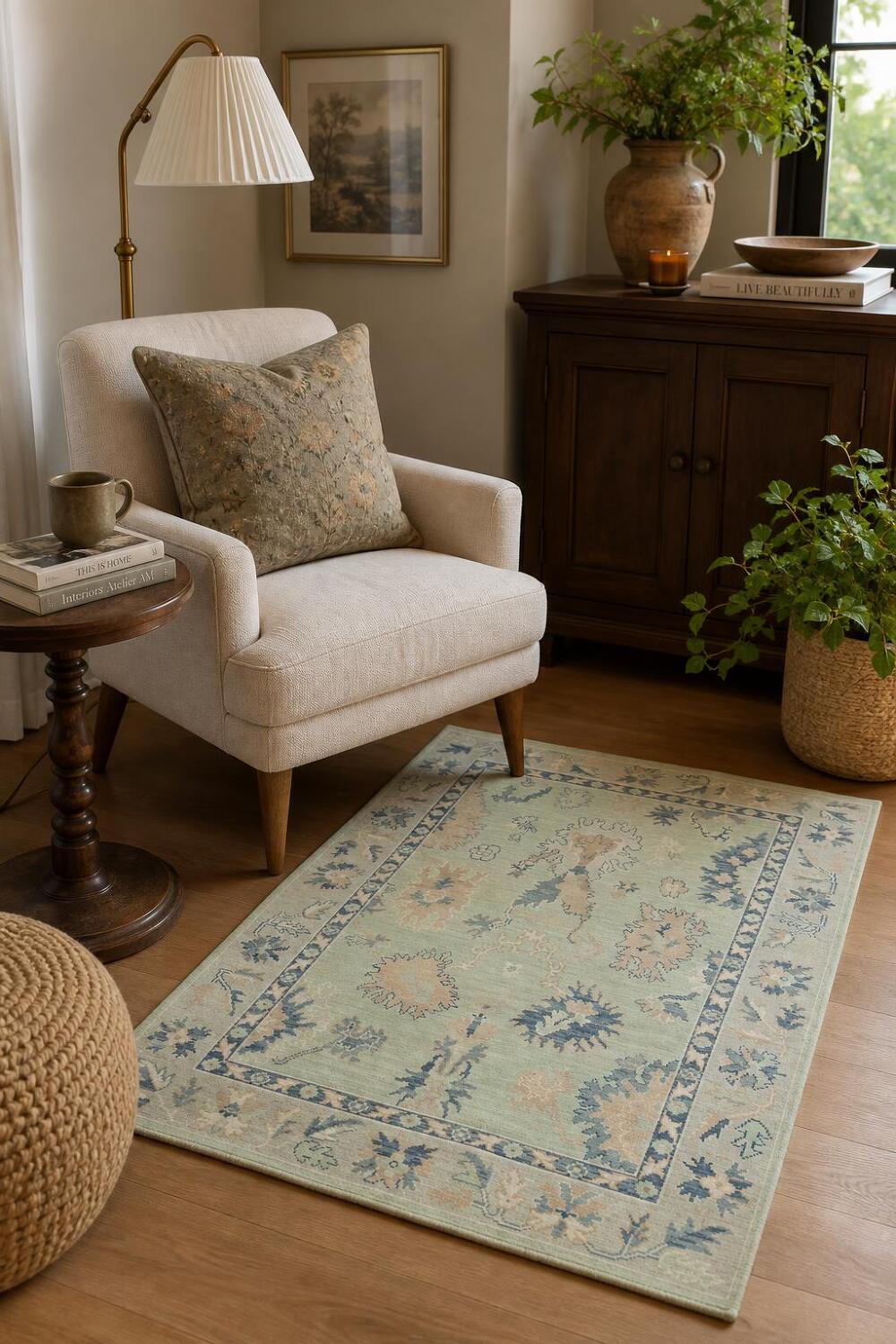 Traditional Oushak Wool Rug 4x6