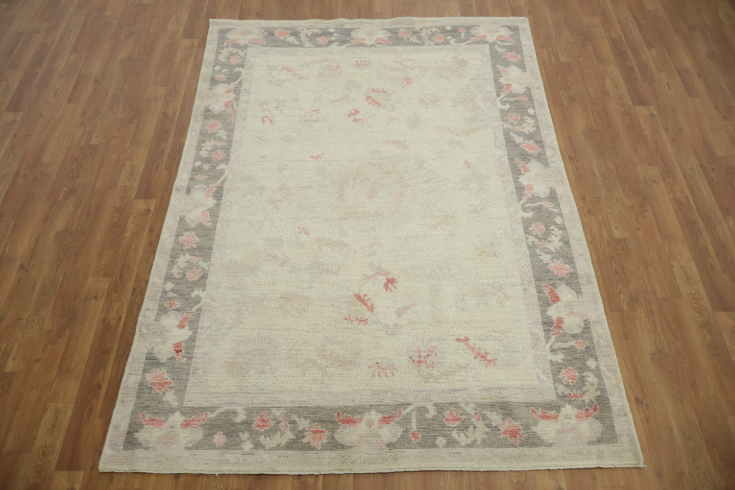 Muted Vegetable Dye Wool Traditional Oushak Rug 5x7