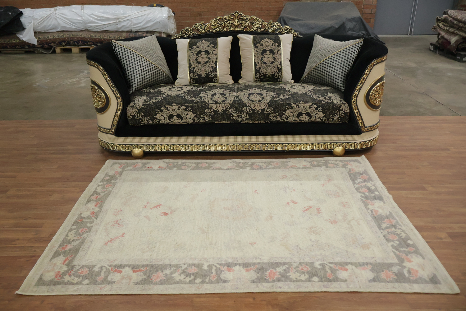 Muted Vegetable Dye Wool Traditional Oushak Rug 5x7