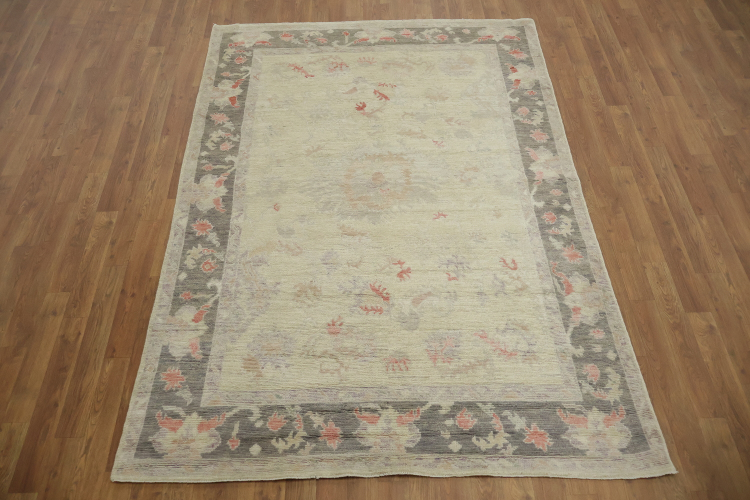 Muted Vegetable Dye Wool Traditional Oushak Rug 5x7