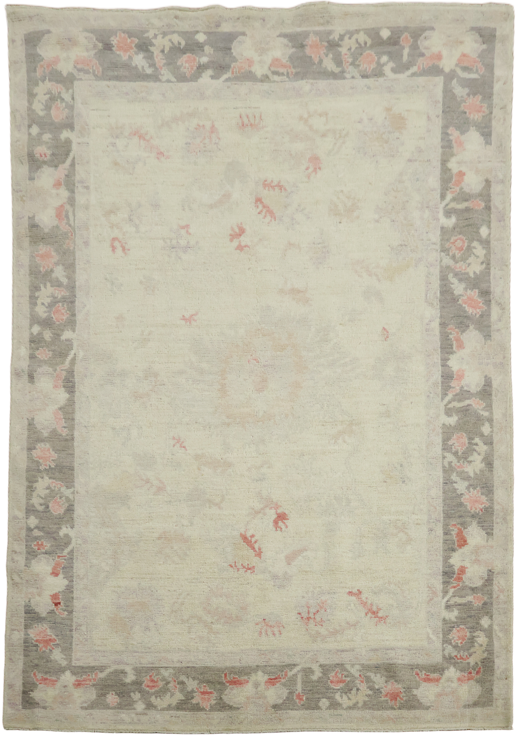 Muted Vegetable Dye Wool Traditional Oushak Rug 5x7