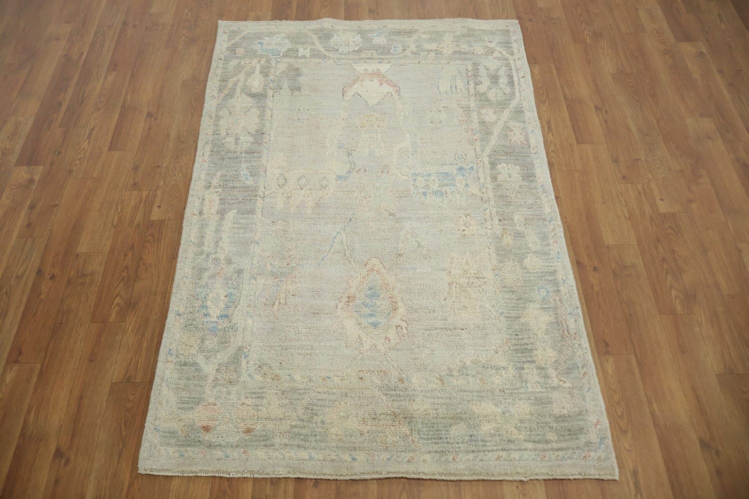 Muted Vegetable Dye Wool Oushak Turkish Rug 3x5