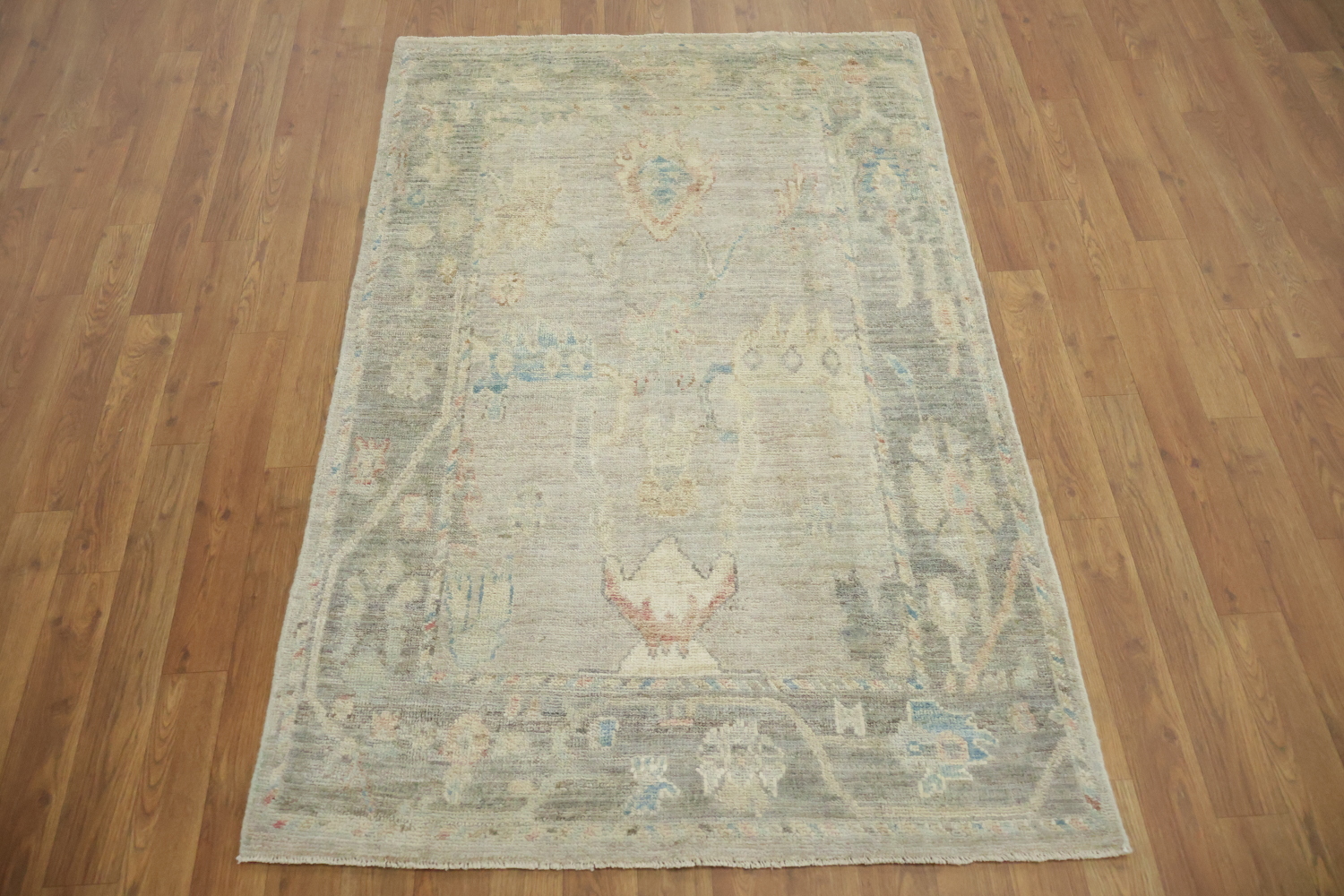 Muted Vegetable Dye Wool Oushak Turkish Rug 3x5