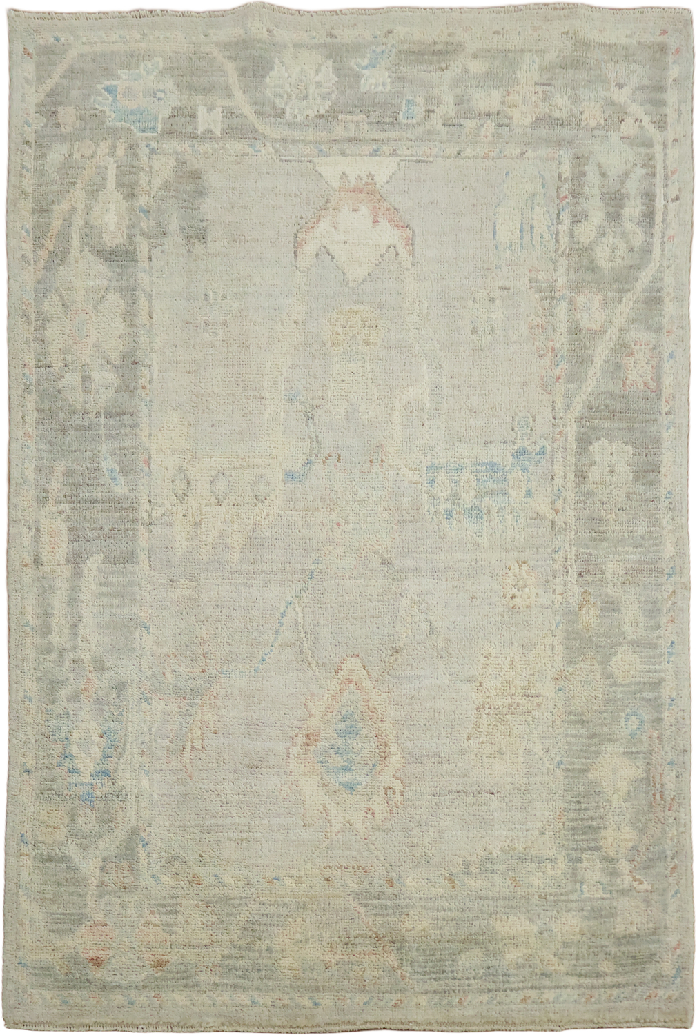 Muted Vegetable Dye Wool Oushak Turkish Rug 3x5