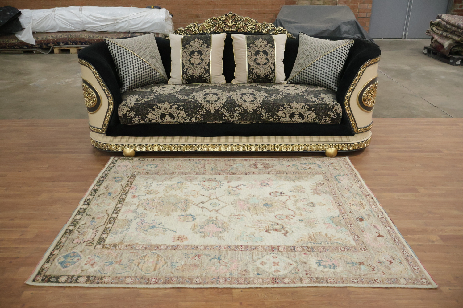 Oushak Turkish Geometric Wool Rug 5x7