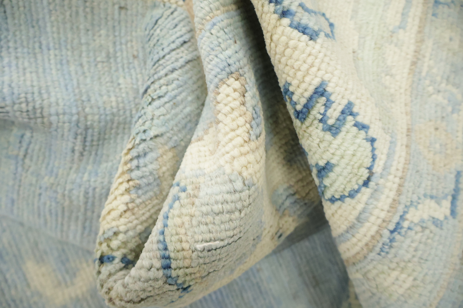 Blue Vegetable Dye Wool Oushak Turkish Rug 5x7
