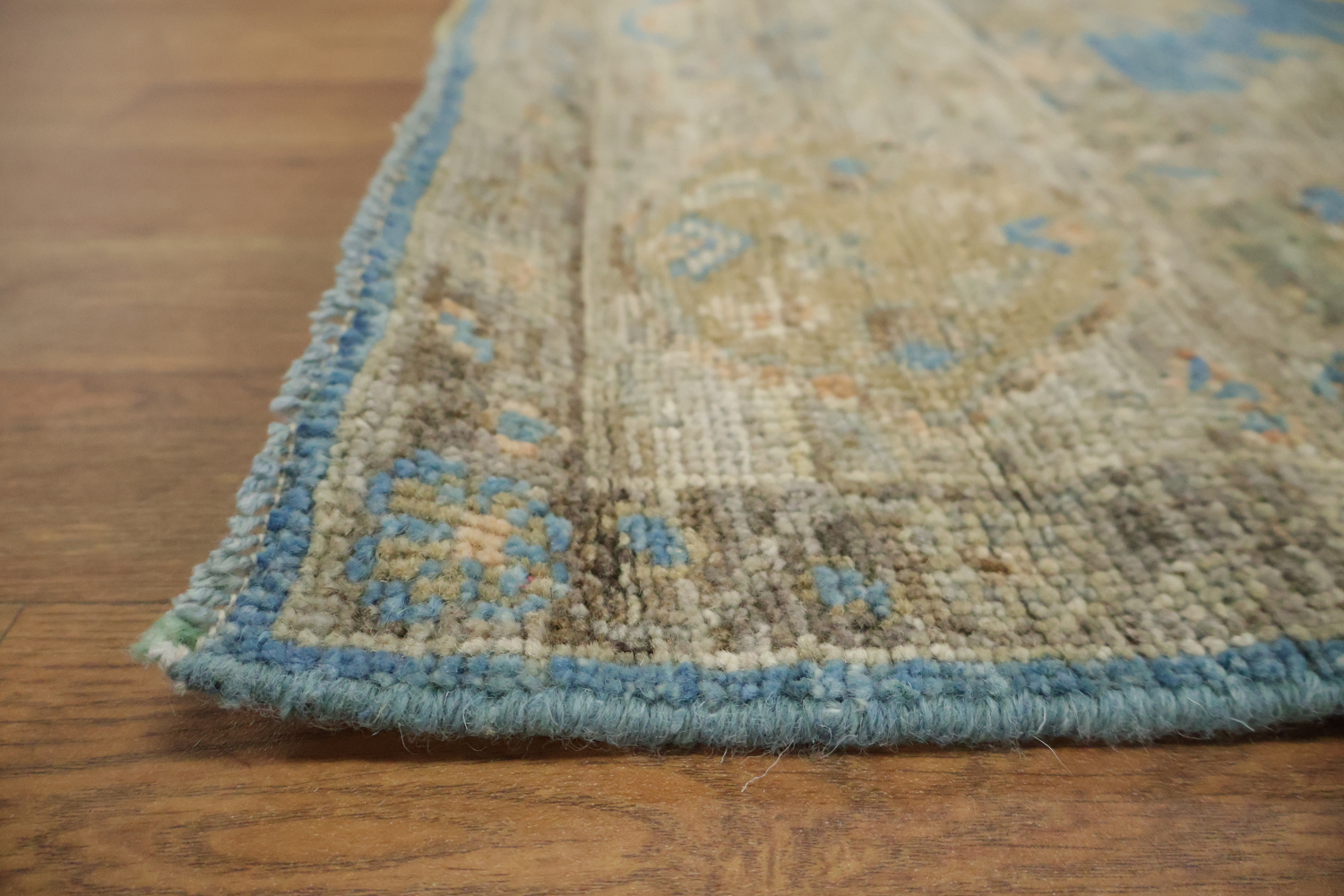 Top Quality Blue Floral Wool Oushak Turkish Rug 5x7