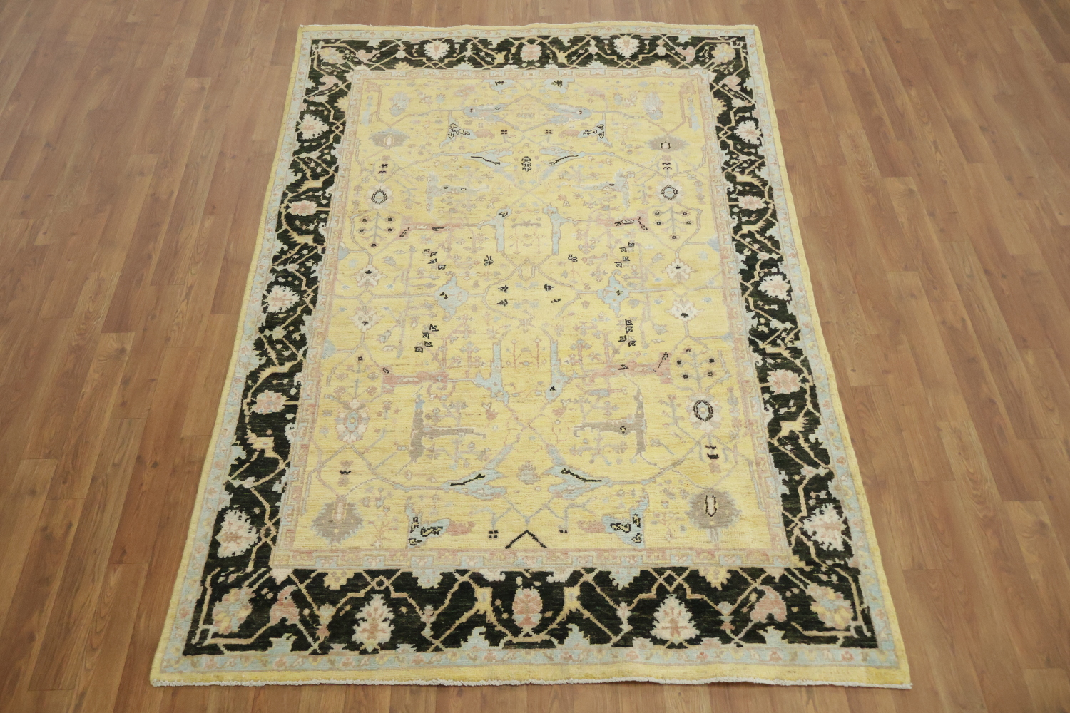 Geometric Wool Oushak Turkish Rug 5x7