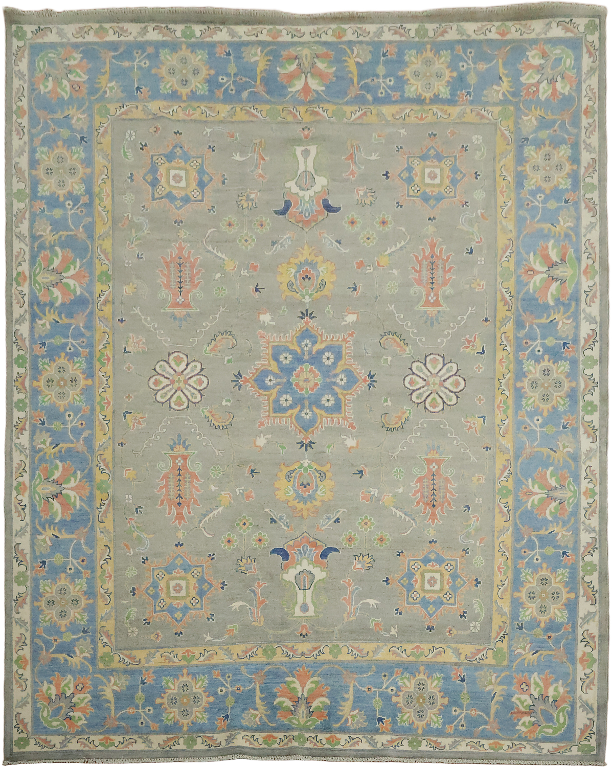 Exquisite Traditional Area Rug with Blue and Grey Floral Motifs 8x10