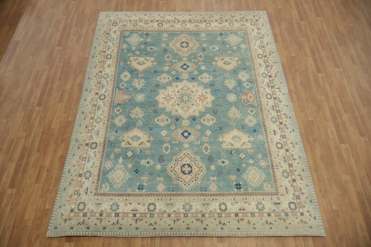Charming Blue and Beige Kazak Pakistani Rug with Classic Design 8zx10