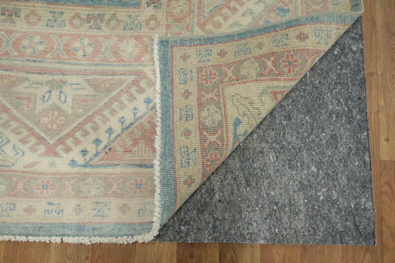 Geometric Blue Wool Traditional Kazak Area Rug 9x12