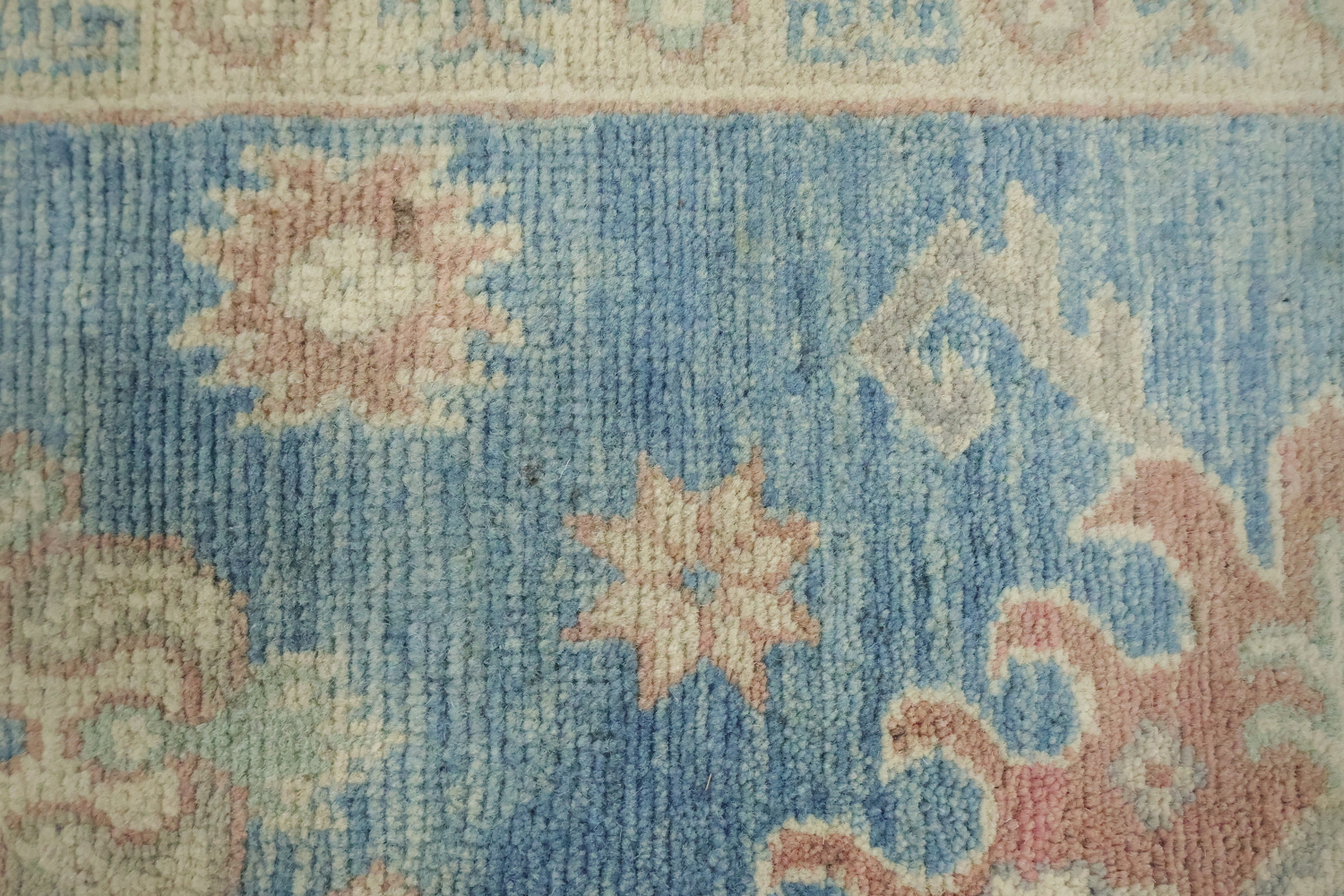 Geometric Blue Wool Traditional Kazak Area Rug 9x12