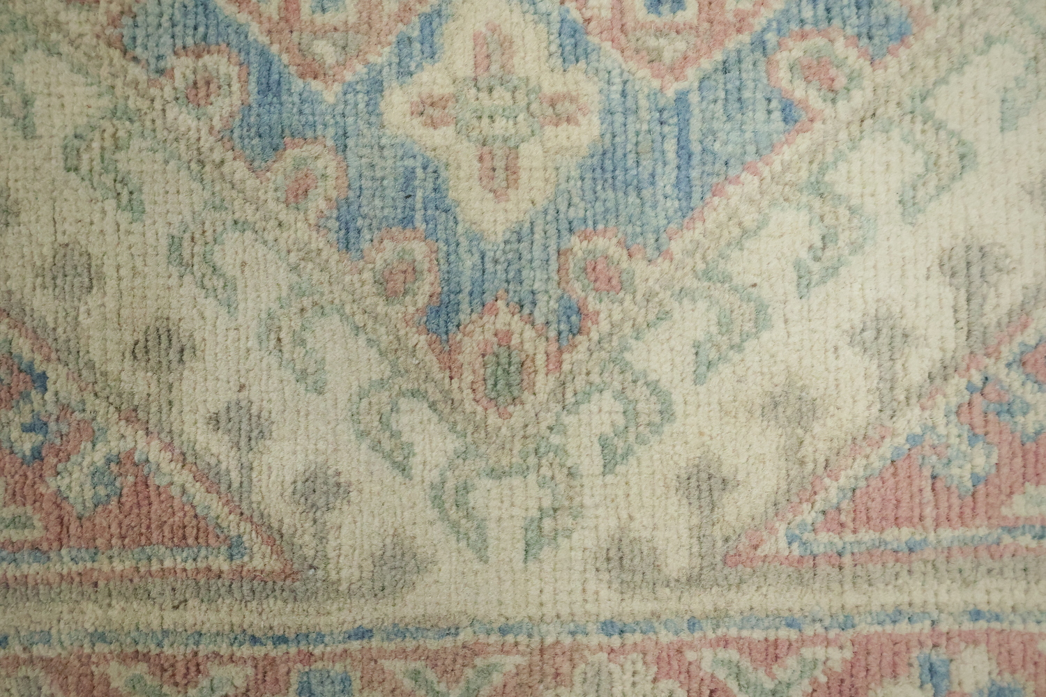 Geometric Blue Wool Traditional Kazak Area Rug 9x12