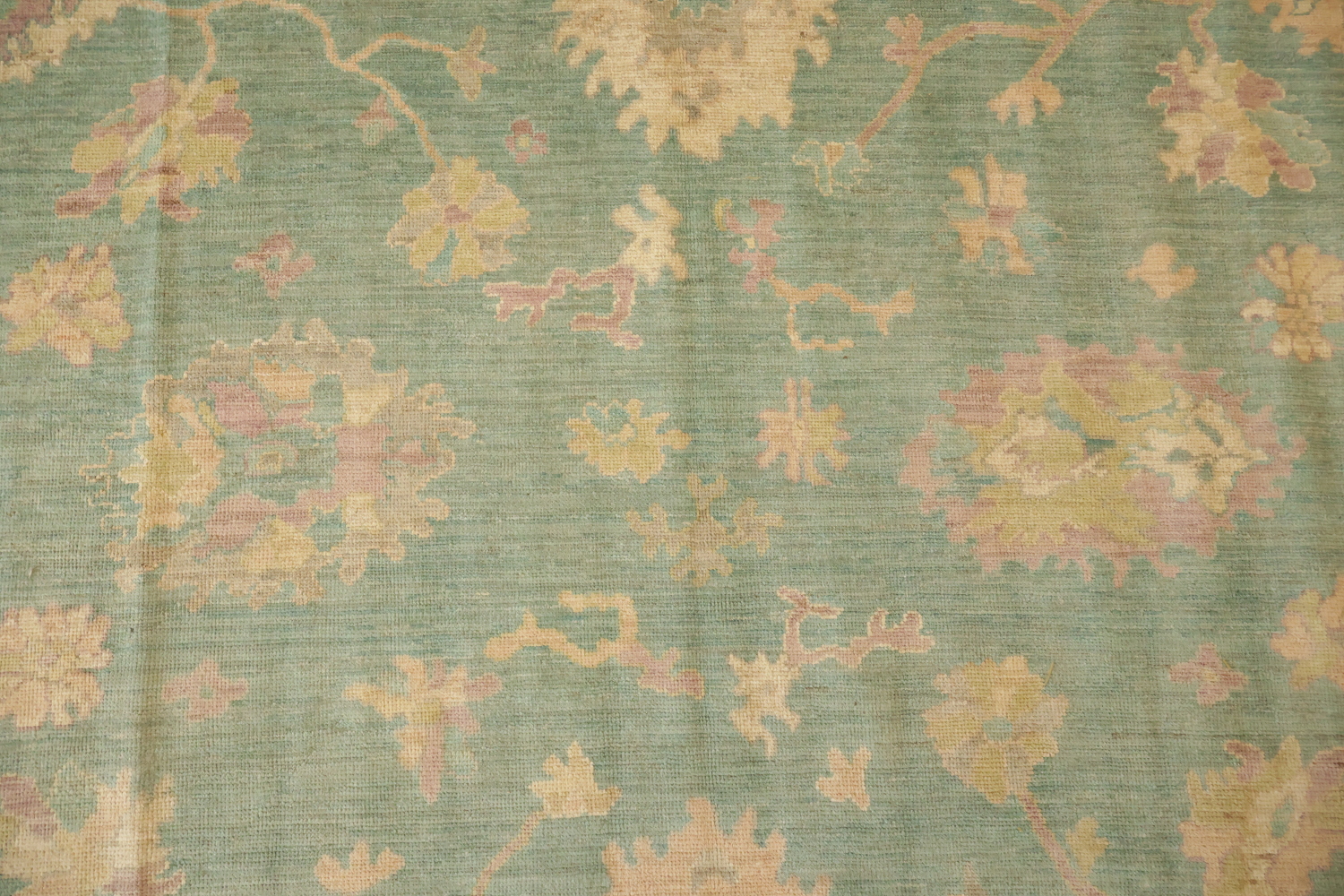 Muted Green Traditional Vegetable Dye Oriental Wool Oushak Area Rug 8x10