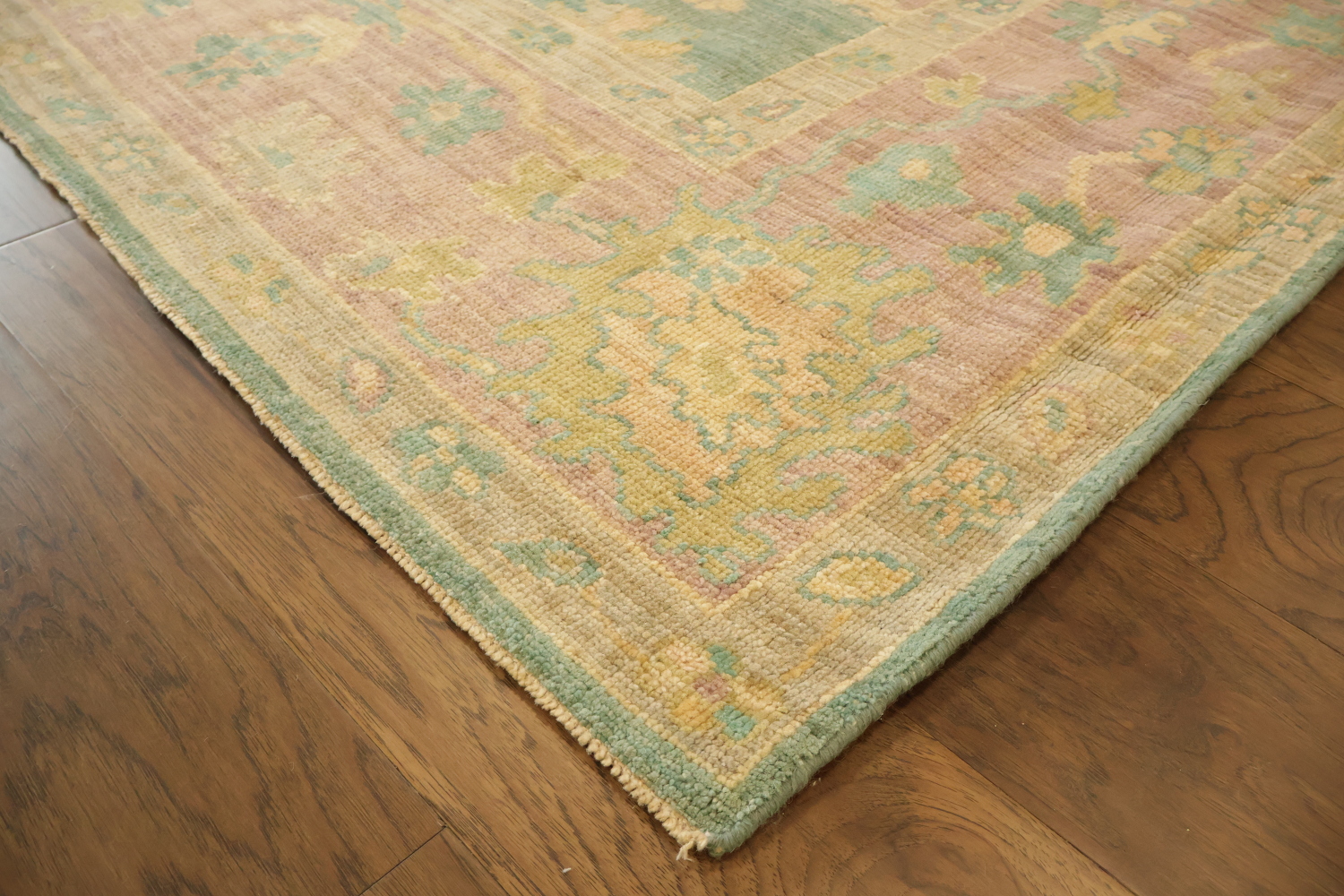 Muted Green Traditional Vegetable Dye Oriental Wool Oushak Area Rug 8x10