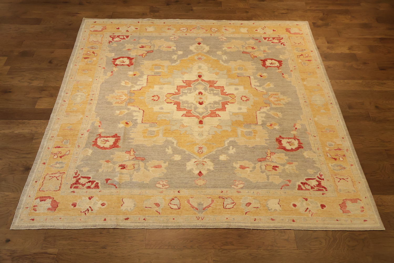 Outstanding! Vegetable Dye Traditional Wool Oushak Square Rug 10x10