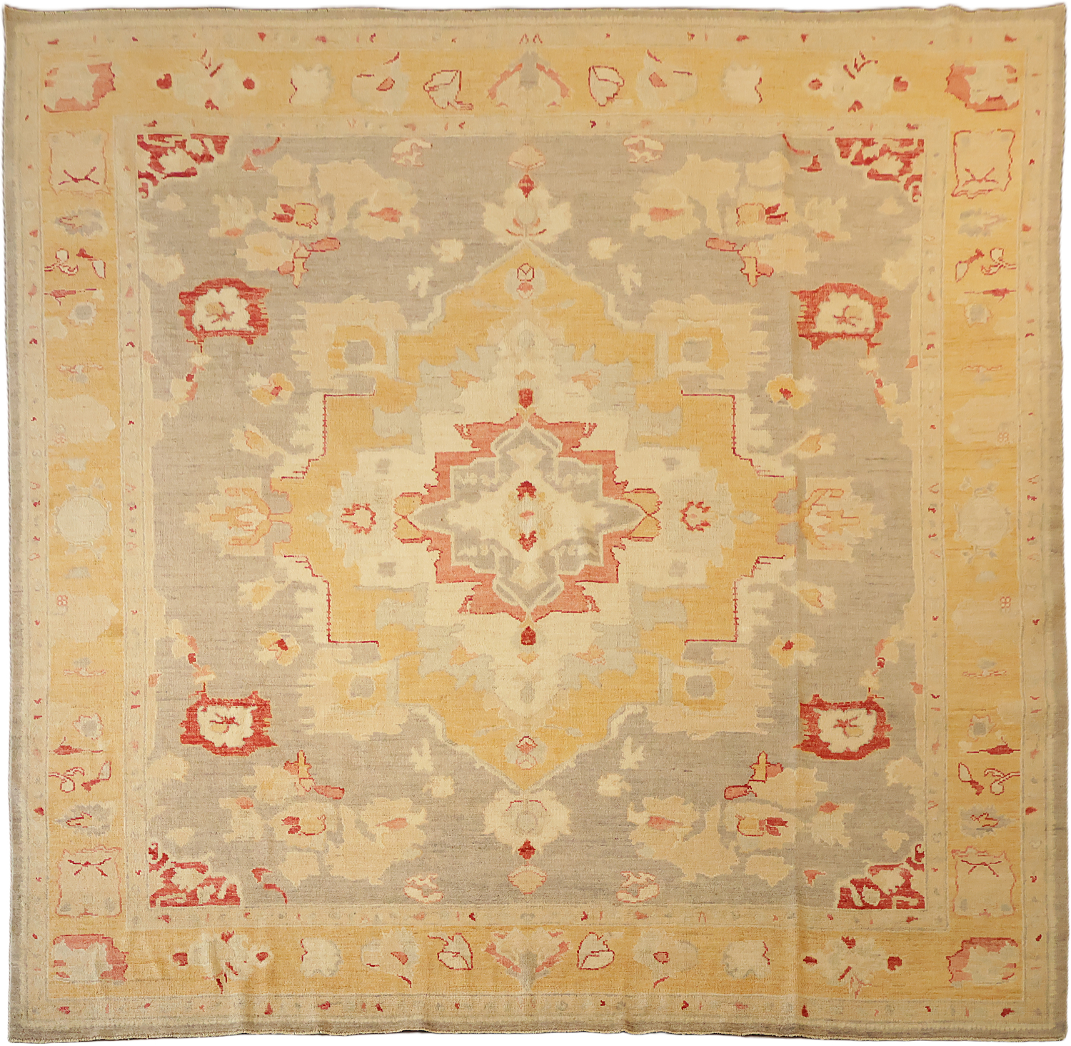 Outstanding! Vegetable Dye Traditional Wool Oushak Square Rug 10x10