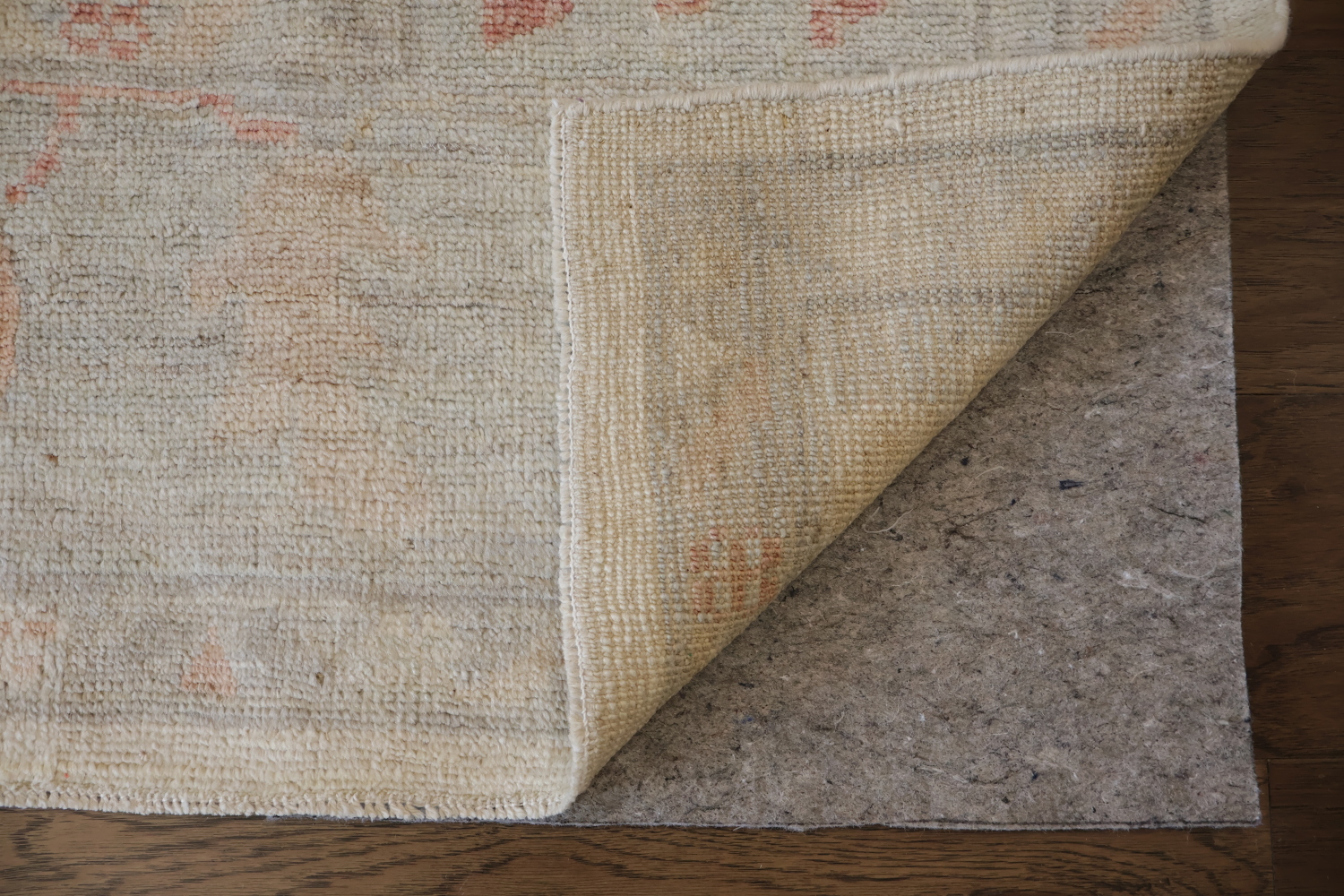 Vintage-Inspired Beige Oushak Oriental Wool Rug with Subtle Floral Motifs 9x12