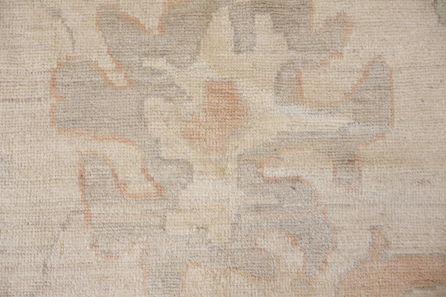 Vintage-Inspired Beige Oushak Oriental Wool Rug with Subtle Floral Motifs 9x12