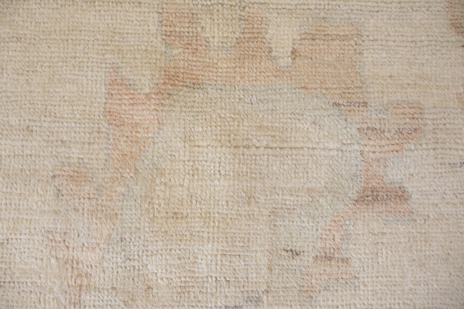 Vintage-Inspired Beige Oushak Oriental Wool Rug with Subtle Floral Motifs 9x12