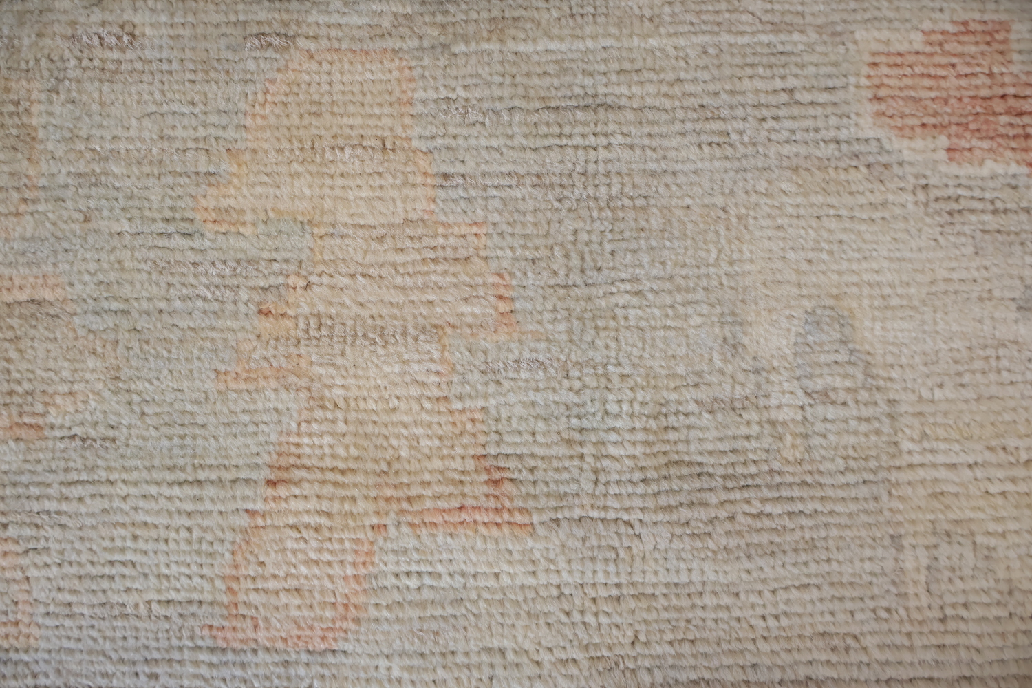 Vintage-Inspired Beige Oushak Oriental Wool Rug with Subtle Floral Motifs 9x12