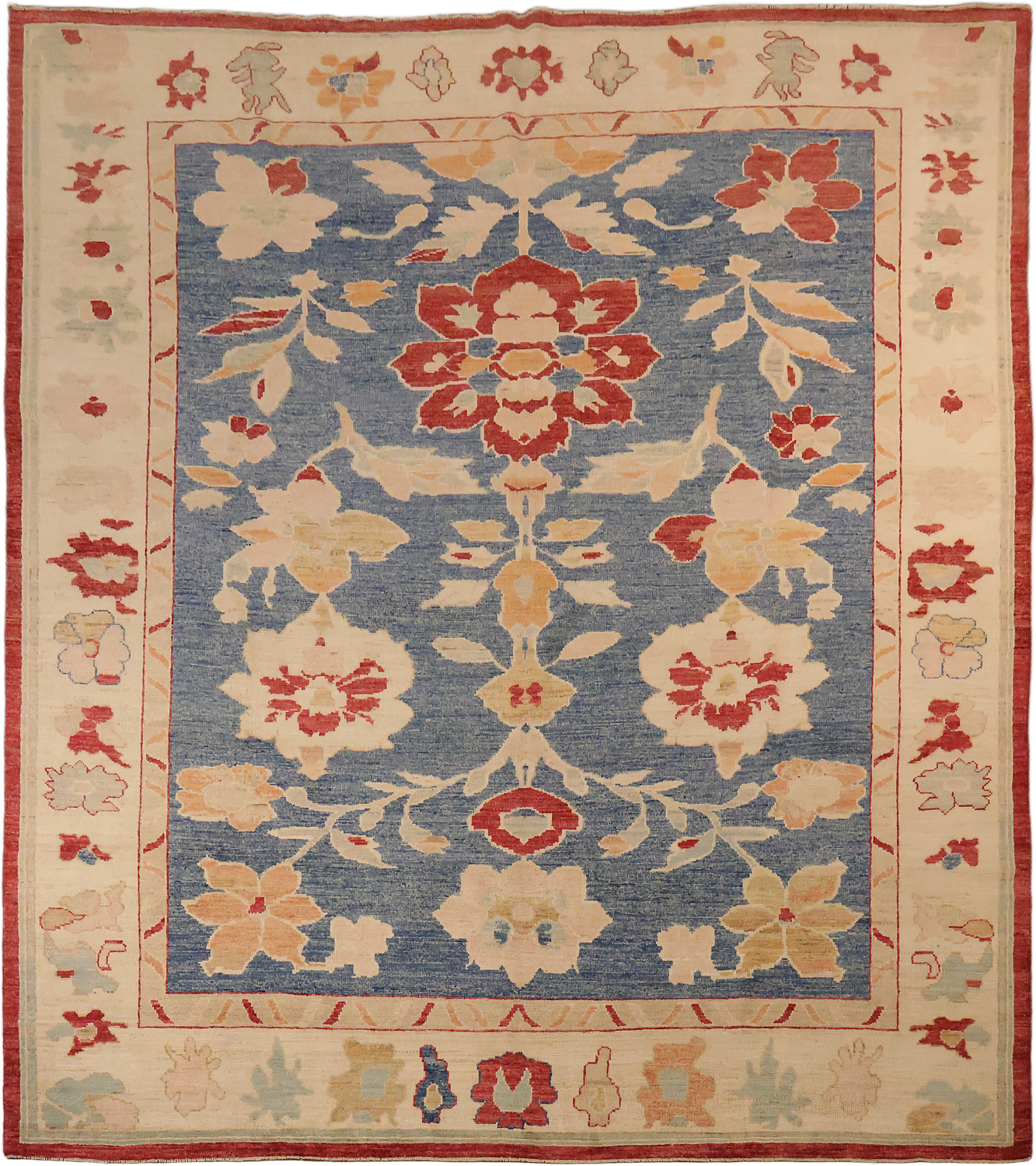 Traditional All Over Floral Oriental Wool Oushak Area Rug 8x10