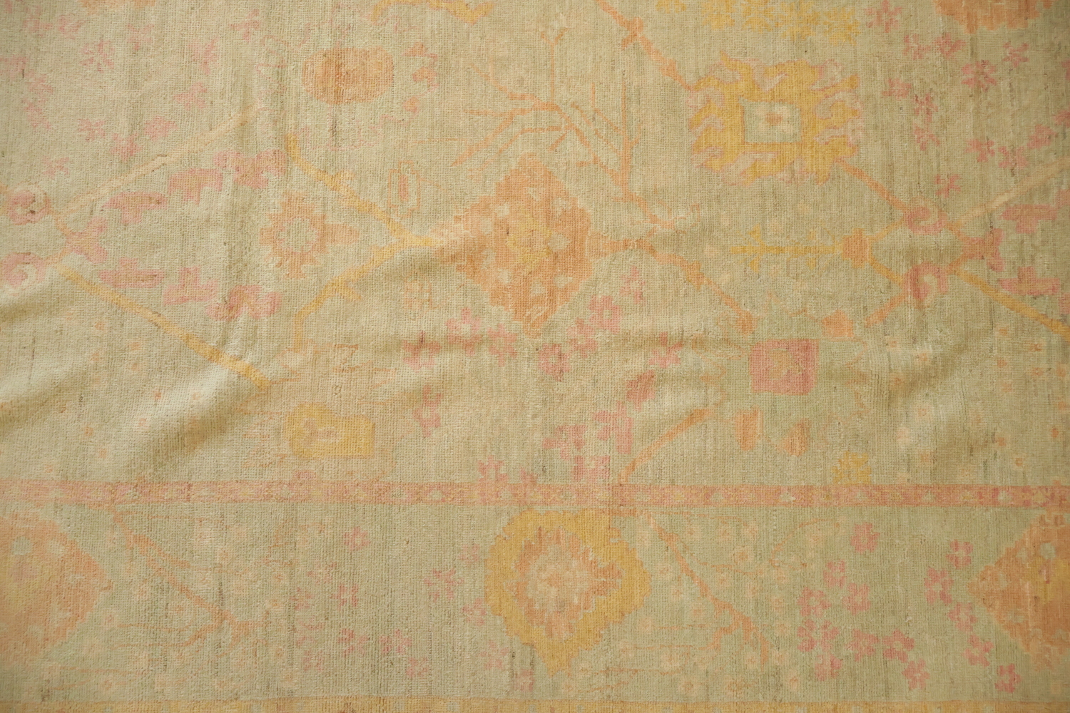 Must See! Muted Green Vegetable Dye Wool Traditional Oriental Wool Oushak Area Rug 8x10