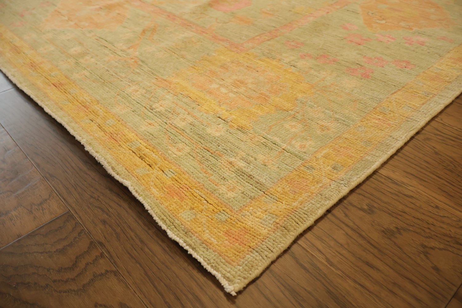 Must See! Muted Green Vegetable Dye Wool Traditional Oriental Wool Oushak Area Rug 8x10