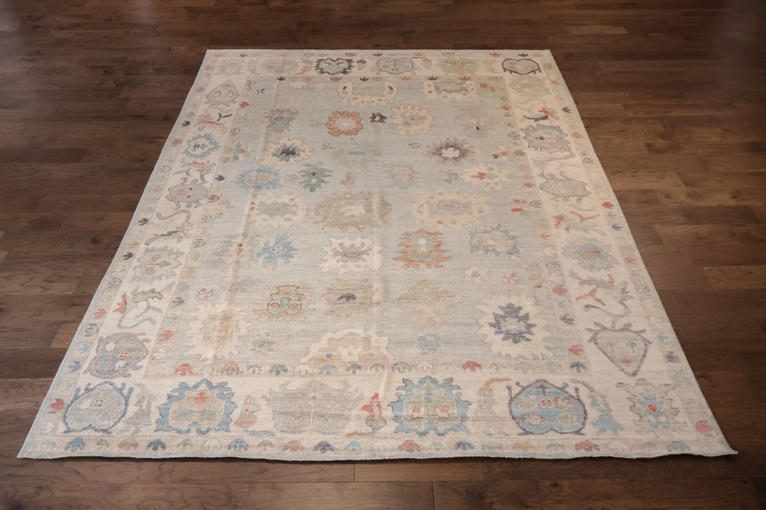 Vegetable Dye Grey Turkish Traditional Oushak Oriental Wool Area Rug 9x12