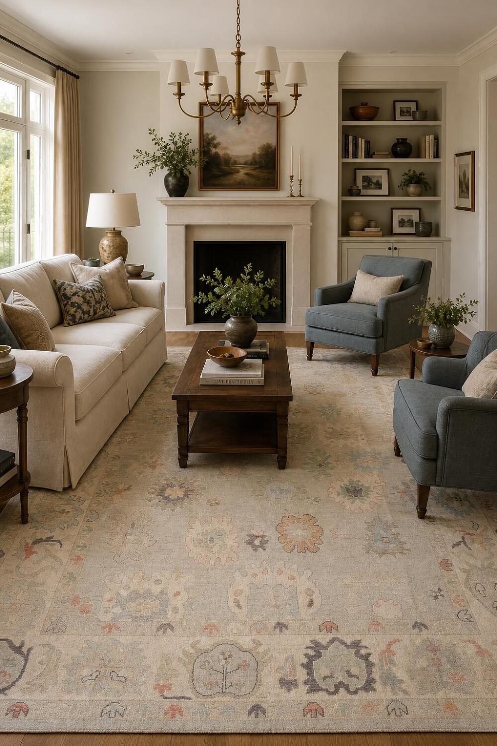 Vegetable Dye Grey Turkish Traditional Oushak Oriental Wool Area Rug 9x12