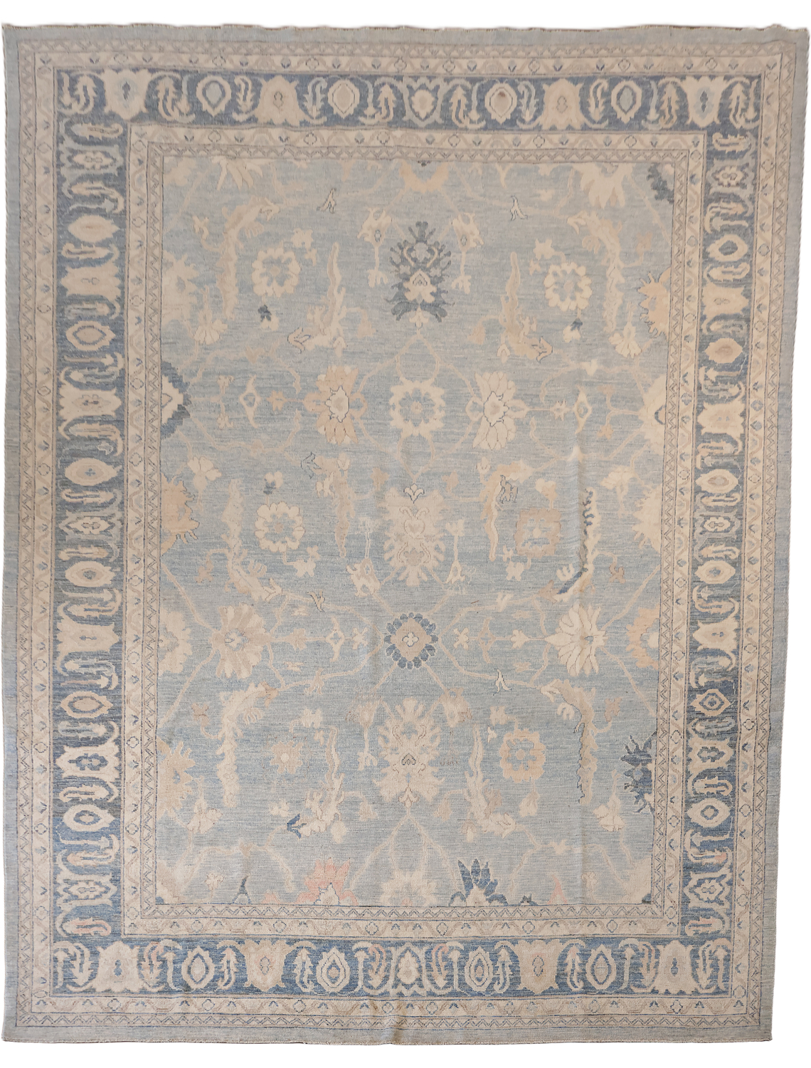 Charming Muted Grey Floral Oriental Wool Oushak Rug for a Vintage Touch 9x12