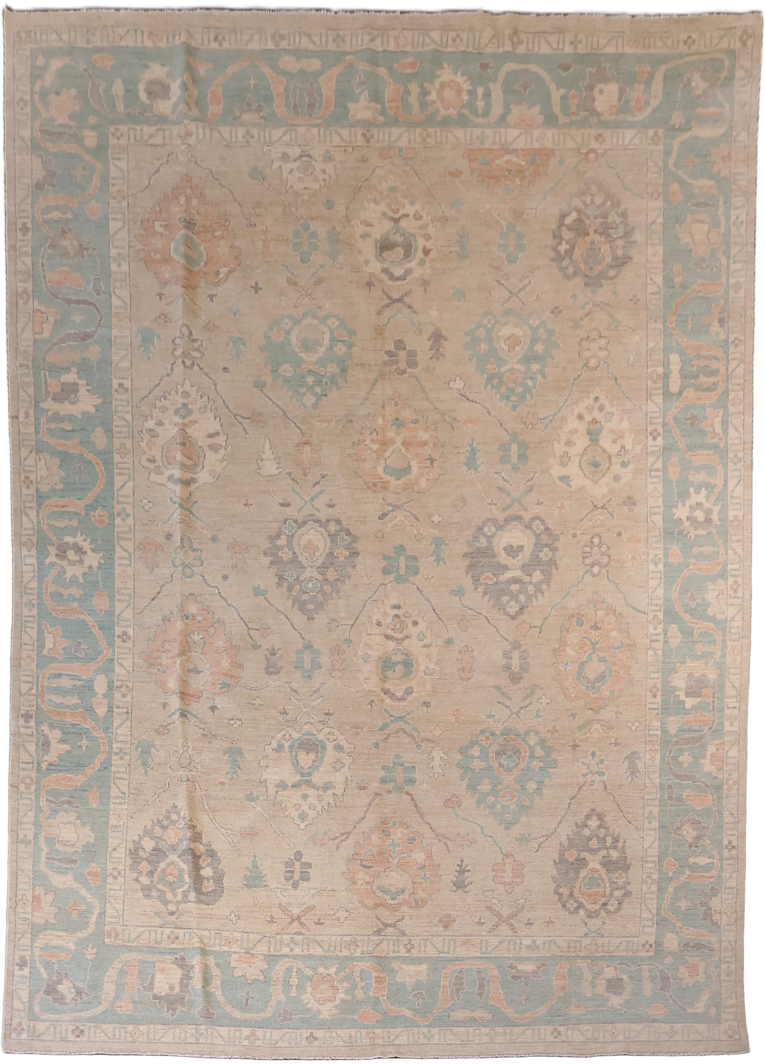 Outstanding Muted Pink Turkish Traditional Oushak Wool Oriental Area Rug 9x12
